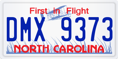 NC license plate DMX9373
