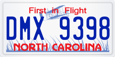 NC license plate DMX9398