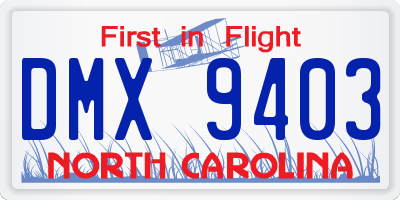NC license plate DMX9403