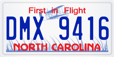 NC license plate DMX9416