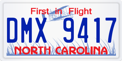 NC license plate DMX9417