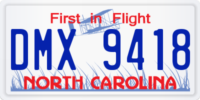 NC license plate DMX9418