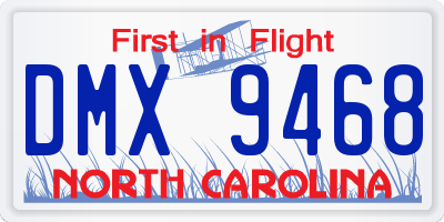 NC license plate DMX9468