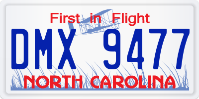 NC license plate DMX9477
