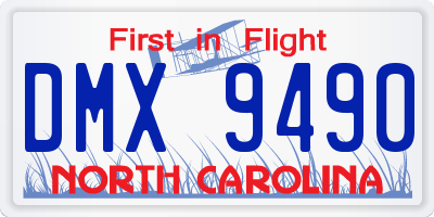 NC license plate DMX9490