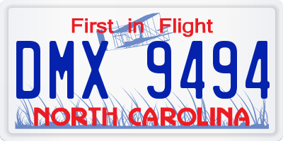 NC license plate DMX9494