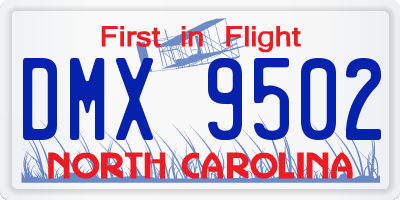 NC license plate DMX9502