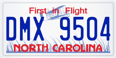 NC license plate DMX9504