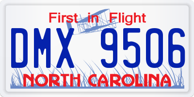 NC license plate DMX9506