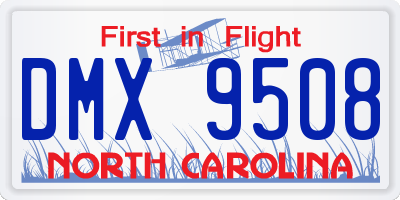 NC license plate DMX9508