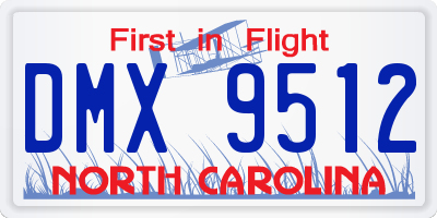 NC license plate DMX9512