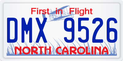 NC license plate DMX9526