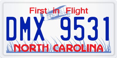 NC license plate DMX9531
