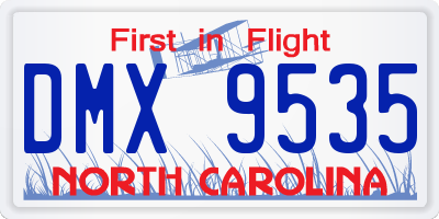 NC license plate DMX9535