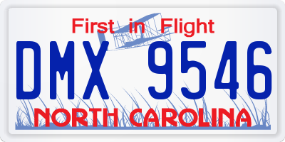 NC license plate DMX9546