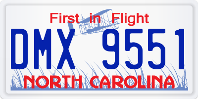 NC license plate DMX9551