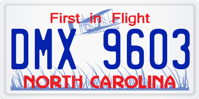 NC license plate DMX9603
