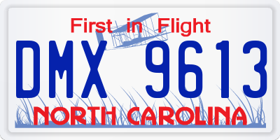 NC license plate DMX9613