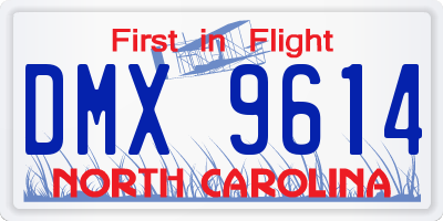 NC license plate DMX9614