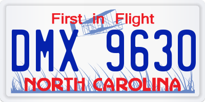 NC license plate DMX9630
