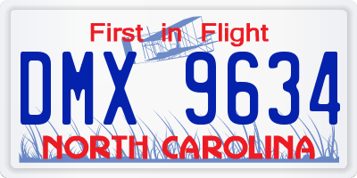 NC license plate DMX9634