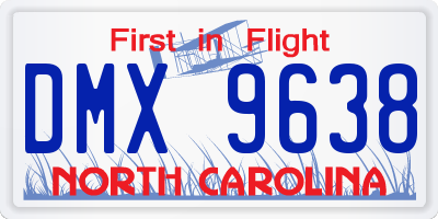 NC license plate DMX9638