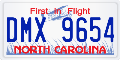 NC license plate DMX9654