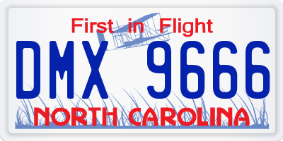 NC license plate DMX9666