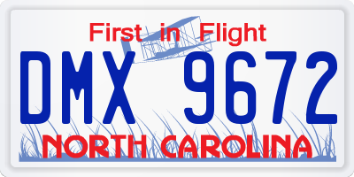 NC license plate DMX9672