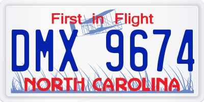 NC license plate DMX9674