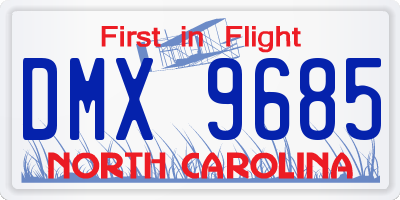 NC license plate DMX9685