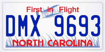NC license plate DMX9693