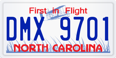 NC license plate DMX9701