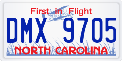 NC license plate DMX9705