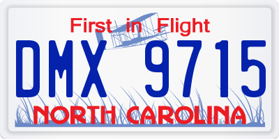 NC license plate DMX9715