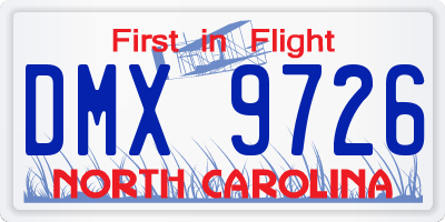 NC license plate DMX9726