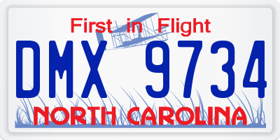 NC license plate DMX9734