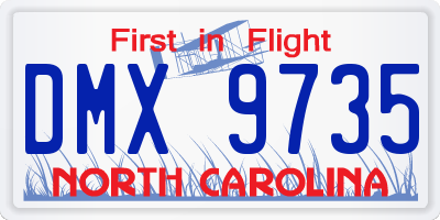 NC license plate DMX9735