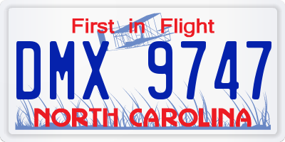 NC license plate DMX9747