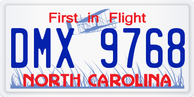 NC license plate DMX9768