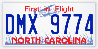 NC license plate DMX9774