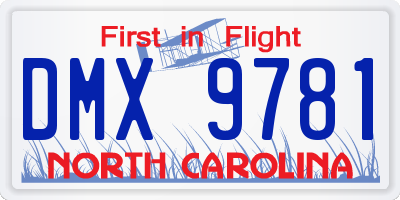NC license plate DMX9781