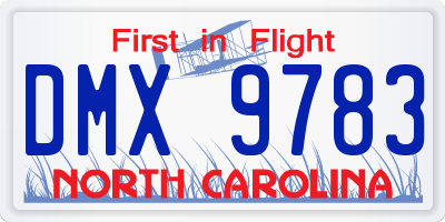 NC license plate DMX9783