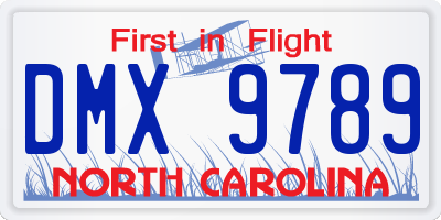 NC license plate DMX9789