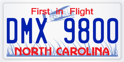 NC license plate DMX9800