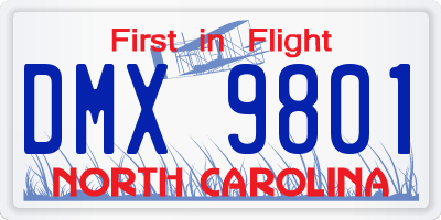 NC license plate DMX9801