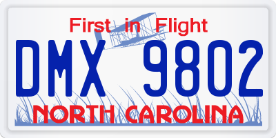 NC license plate DMX9802