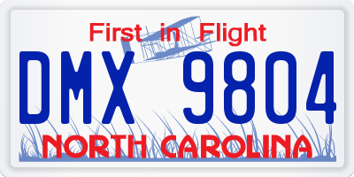 NC license plate DMX9804