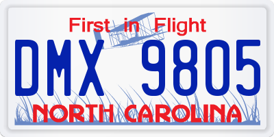 NC license plate DMX9805