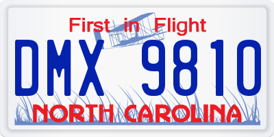 NC license plate DMX9810